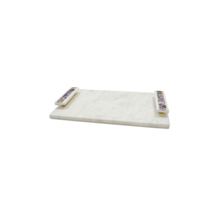 White Marble Tray With Gold Handles