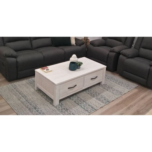 White Wash Florida Coffee Table With 2 Drawer