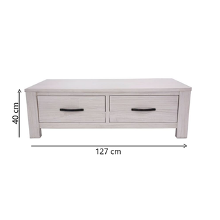White Wash Florida Coffee Table With 2 Drawer Dimensions