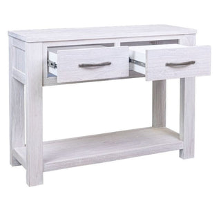 White Wash Florida Hall Table With 2 Open Drawers