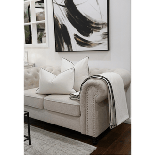White and Black Double Sided Piping Throw Blanket Set