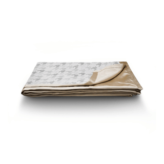 White and Gold Houndstooth Throw with Satin Trim