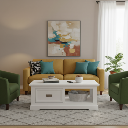Whitecap Whisper: Coastal Coffee Table with Chic Durability