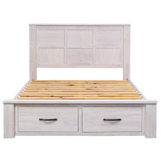 Whitewash Florida Bed with Footboard Storage