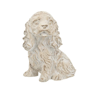 Whitewashed Spaniel Dog Statue