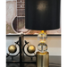 Windsor Crystal Metallic Shine Table Lamp black shade turned on 