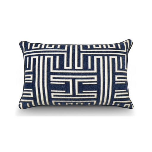 Woven Velvet Modern Cushion Navy 40 x 60 cm