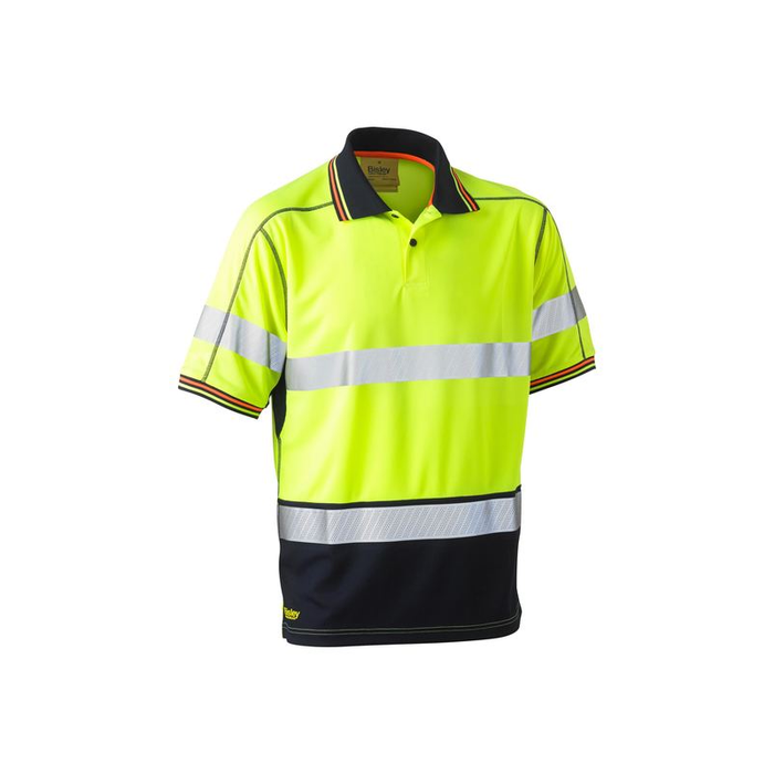 Yellow Bisley Taped Hi Vis Polyester Mesh Polo