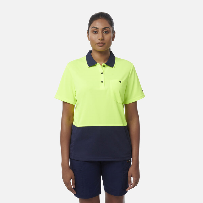 Yellow King Gee Women's Workcool Hyperfreeze Spliced Polo Short Sleeve