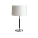 Zagna Modern Table Lamp 54 cm chrome and black metal base with white fabric shade.
