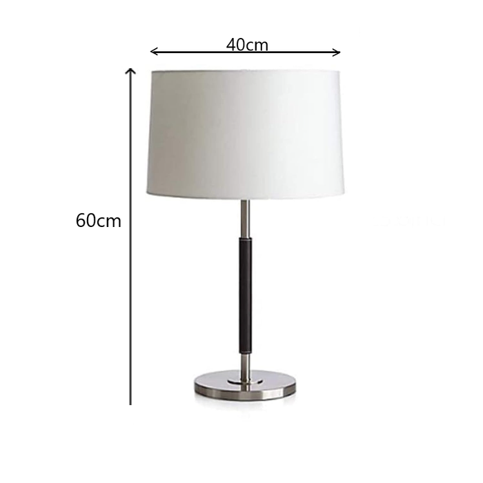 Zagna Lamp showing 60 cm height and 40 cm width measurements – chrome and white design.