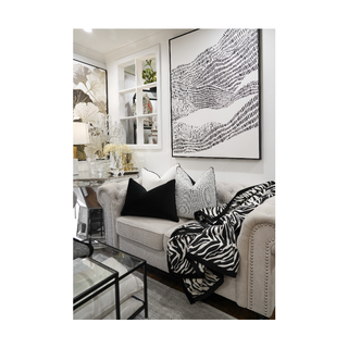 Zebra Black And White With Black Trim Throw Setup set