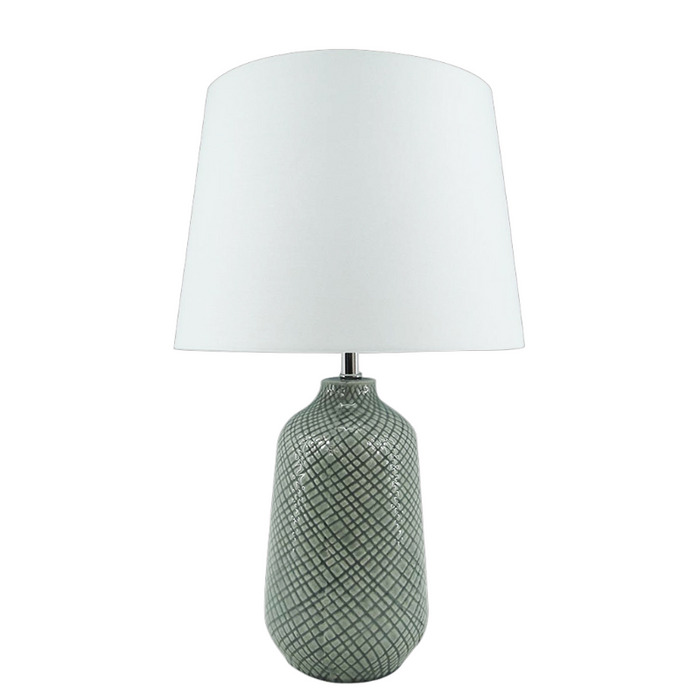 Zen Living Grey Ceramic Lamp 48 cm with textured base and white shade.