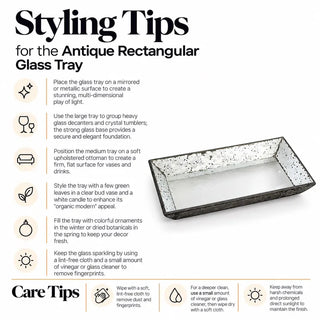 Antique rectangular glass tray styling tips and care tips