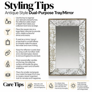 Antique style dual purpose tray mirror styling tips and care tips