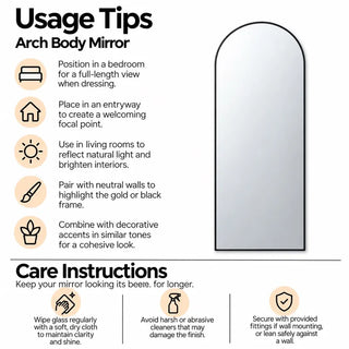Arch body mirror usage tips and care instructions