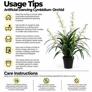 Artificial dancing cymbidium orchid usage tips and care instructions