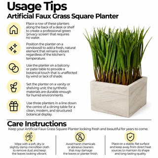 Artificial Faux Grass Square Planter