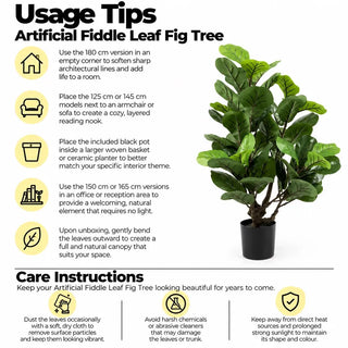 Artificial fiddle leaf fig tree usage tips and care instructions