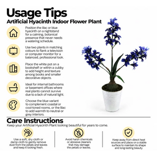 Artificial hyacinth plant usage tips and care instructions