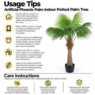Artificial phoenix palm tree usage tips and care instructions