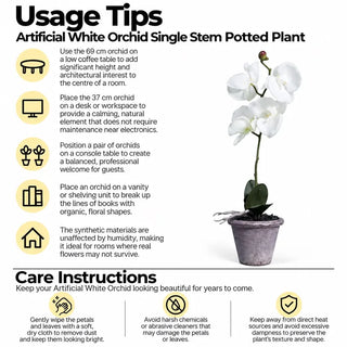 Artificial white orchid potted plant usage tips and care instructions