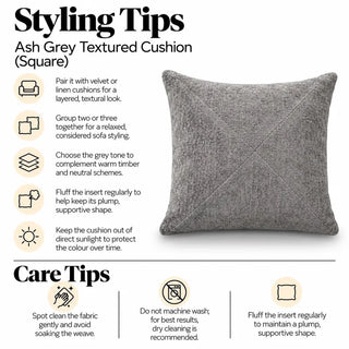 Ash grey textured cushion styling tips and care tips