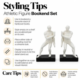 Athletic figure bookend set styling tips and care tips