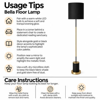 Bella floor lamp usage tips and care instructions