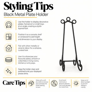 Black metal plate holder styling tips and care tips