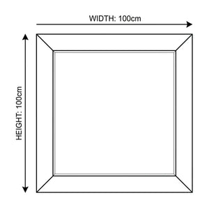 black outline dimension diagram of the atlantic mirror labelled 100cm
