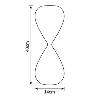 black and white dimension diagram of the 2-hour aqua glass hourglass