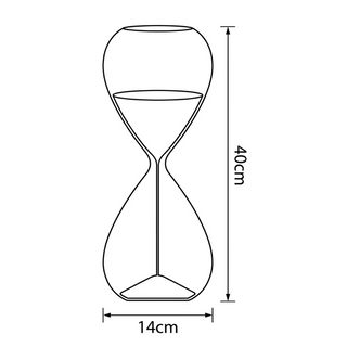 black and white dimension diagram of the 2-hour glass hourglass