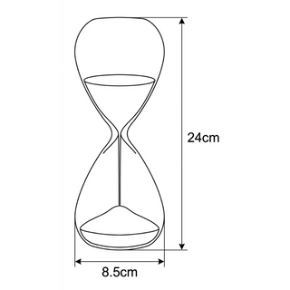 black and white dimension diagram of the 30 minute hourglass