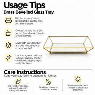 Brass bevelled glass tray usage tips and care instructions