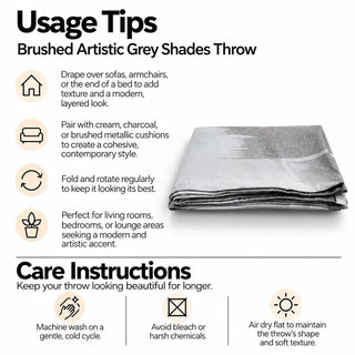 Brushed artistic grey shades throw usage tips and care instructions