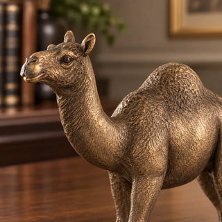 Desert camel ornament close up of head and textured bronze neck