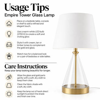 Empire tower glass lamp usage tips and care instructions
