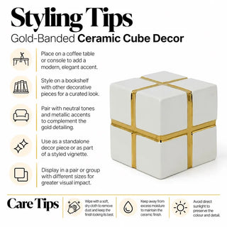 Gold banded ceramic cube decor styling tips and care tips