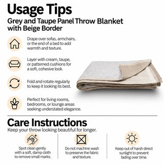 Grey and taupe panel throw blanket usage tips and care instructions