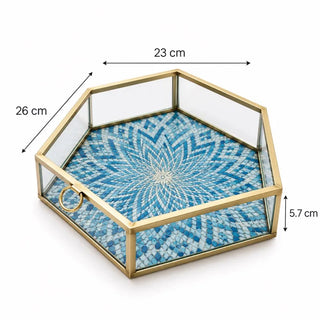 Hexagon blue box dimensions 26cm x 23cm x 5.7cm