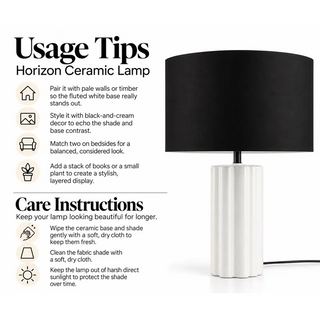 Horizon ceramic lamp usage tips and care instructions