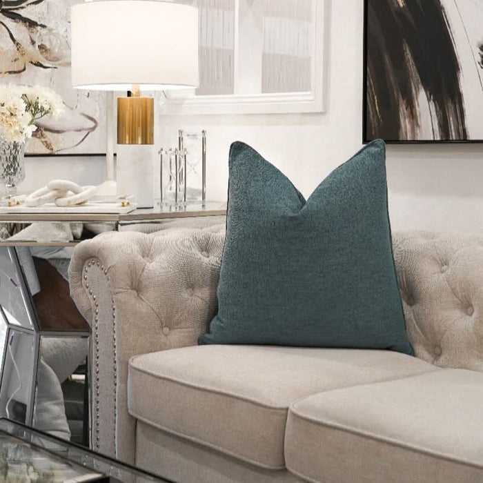Teal Woven Cushion - Duck Feather Insert