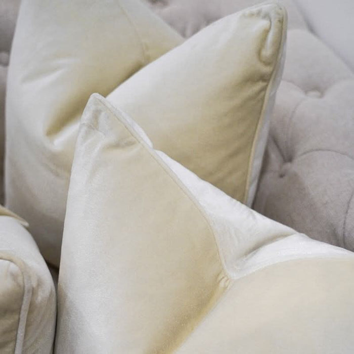 Cream Velvet Cushions - Duck Feather Inserts