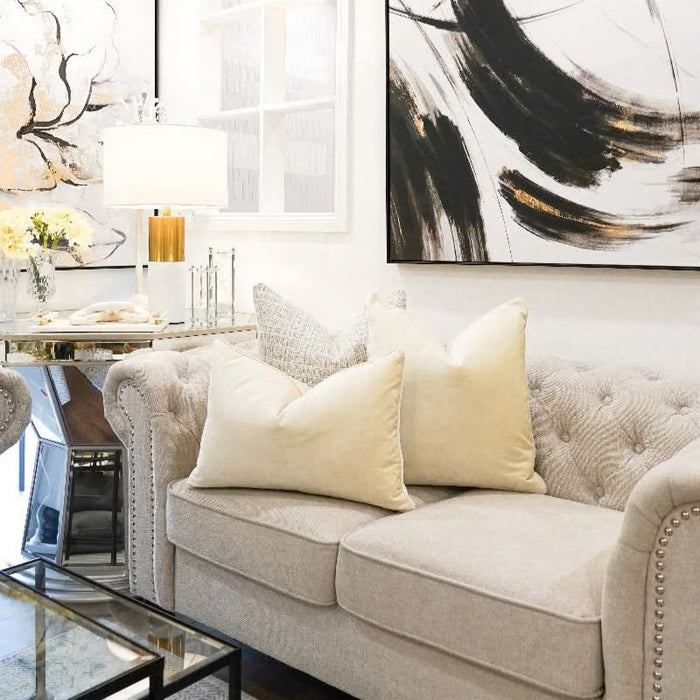 Cream Velvet Cushions - Duck Feather Inserts