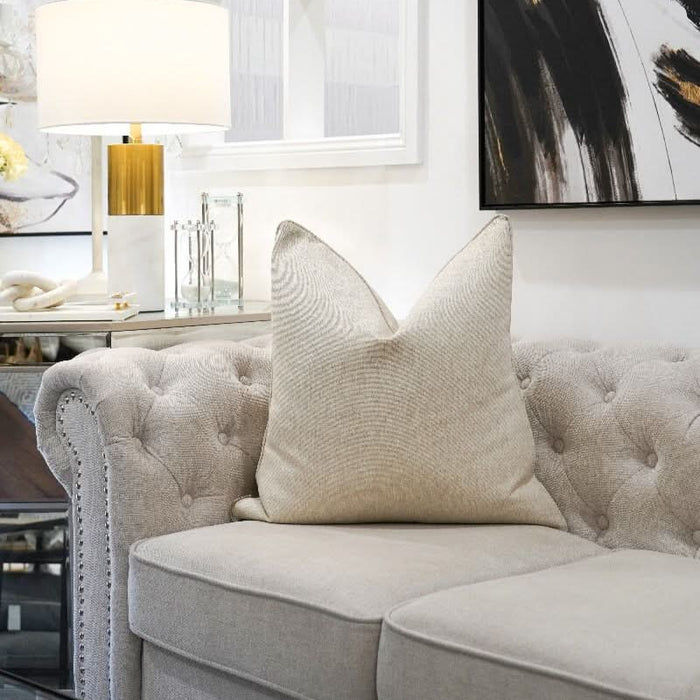 Beige Woven Cushion - Duck Feather Insert