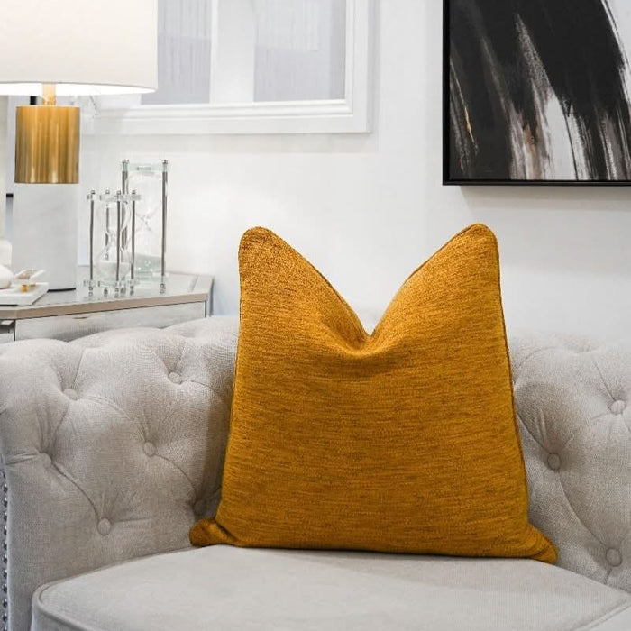 Mustard Yellow Woven Cushion - Duck Feather Insert