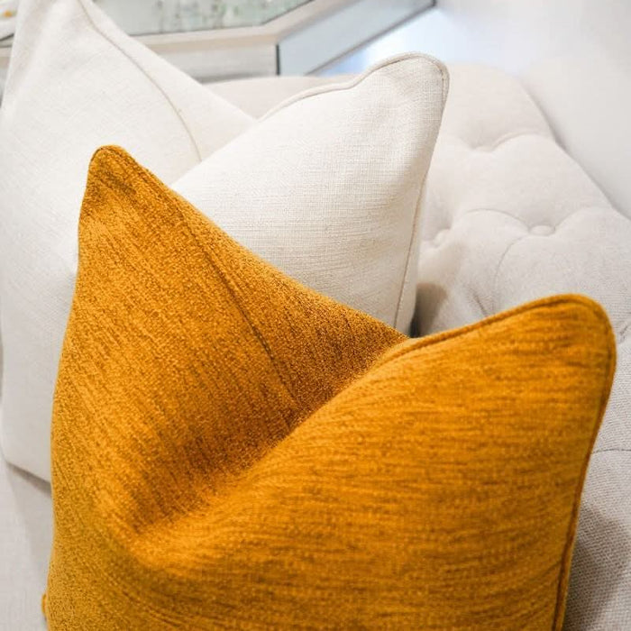 Mustard Yellow Woven Cushion - Duck Feather Insert