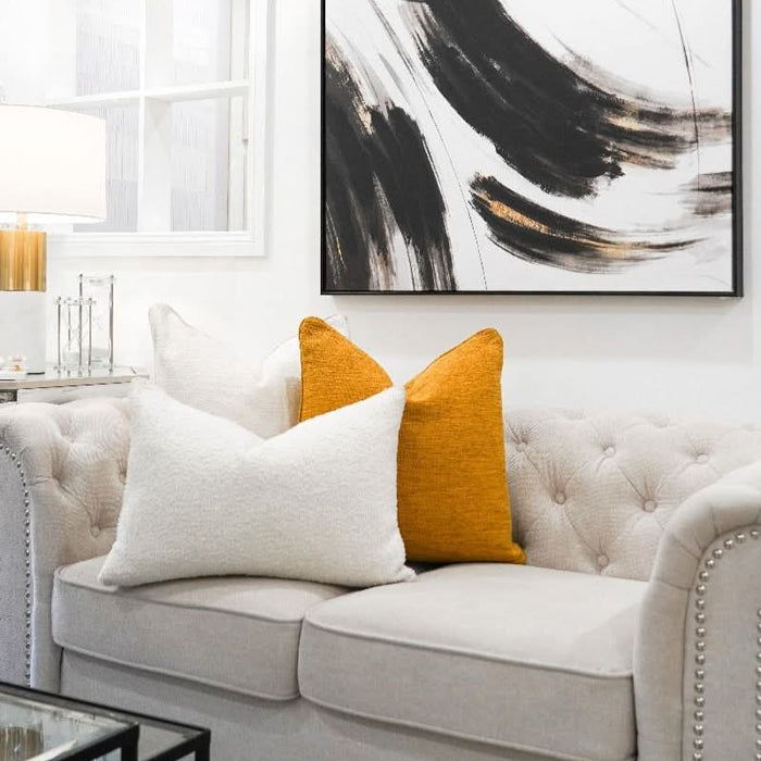 Mustard Yellow Woven Cushion - Duck Feather Insert