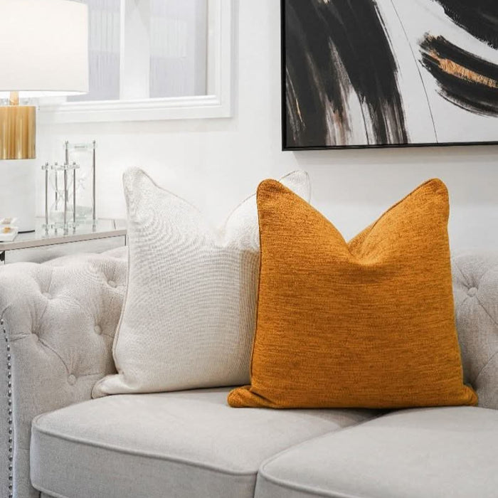 Mustard Yellow Woven Cushion - Duck Feather Insert